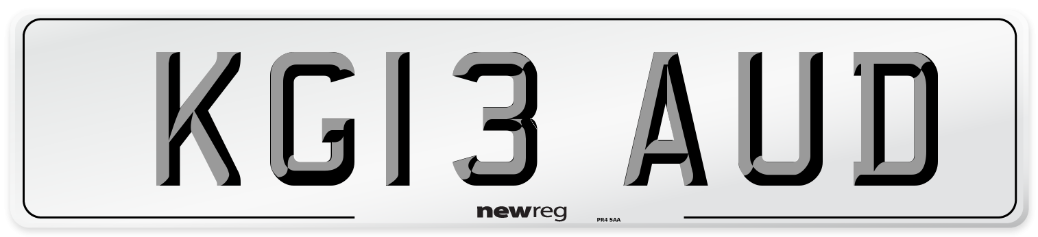 KG13 AUD Number Plate from New Reg